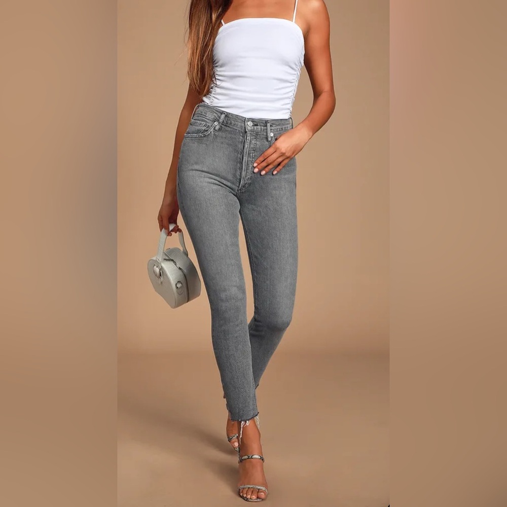 AGOLDE Nico High Rise Grey Slim Leg Cropped Jeans Size 29